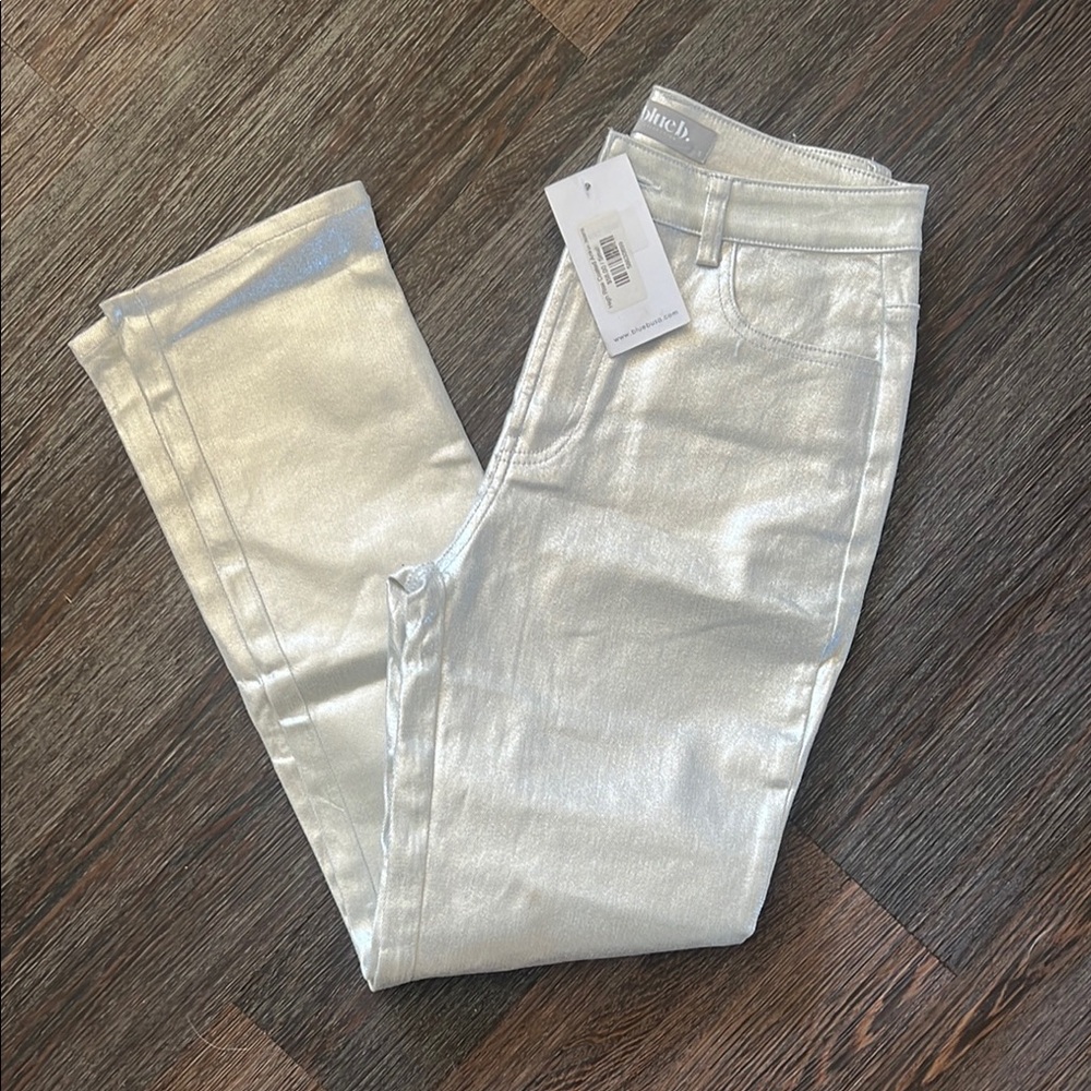 Silver Blueb. High Rise Metallic Women's Jeans